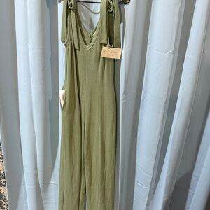 Chic Olive Jumpsuit with Tie Straps